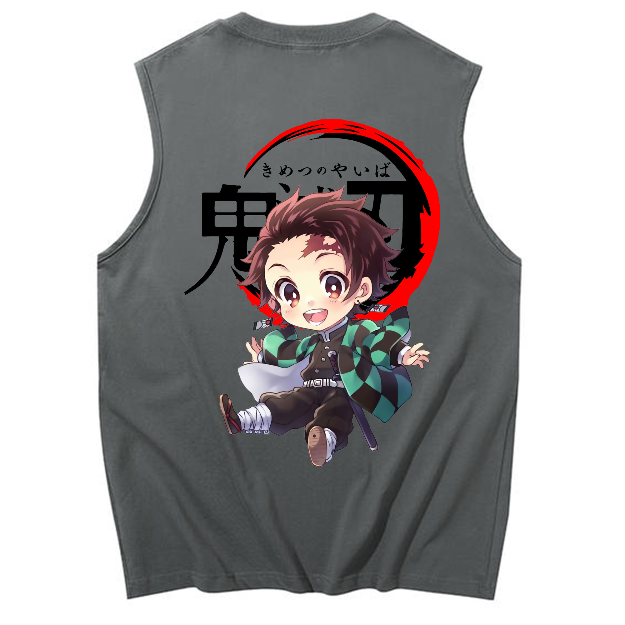 （画像用） 鬼滅の刃 竈門 炭治郎／かまど たんじろう Kamado Tanjirou コットン100％タンクトップ（背面プリント）